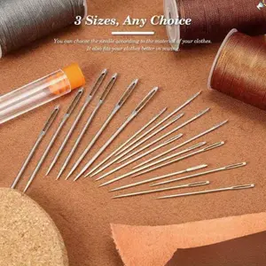 18pcs  Large-Eye Sewing Needles  Easy-Thread Embroidery Needles Set  Hand Sewing Cross-Stitch Needles  Polished Sharp Ideal for Hand Embroidery