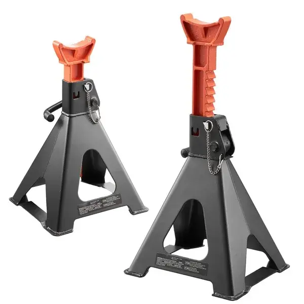 Jack Stands, Capacity, Adjustable Height, Heavy Duty Steel Jack Auto Stands with Double Locking, for Lifting RV, Small Truck, Car, SUV, 1 Pair, Black and Orange, Cast Iron, 13,000 Lbs