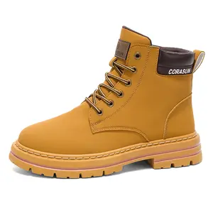 Spring 2026 classic men’s fashion boots—mid-height leather-upper design with paneling and a lace-up closure. Thick soles add height for added confidence. Excellent anti-slip outsole lets you tackle outdoor terrain fearlessly. They pair very well with clot