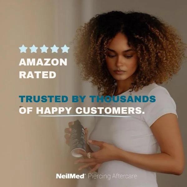 NeilMed Piercing Spray -Duo Travel Bundle Two 75mL Fine Mist Cans- Sterile Saline Solution for Safe Natural Healing of Irritated Piercings No Irritation No Stinging Healthcare Therapeutic Healthy