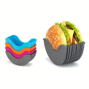 Silicone Burger Holder, 4 Counts/set Expandable Burger Rack, Burger Storage Rack, Easy To Grip Food Holder for Camping Picnic Party