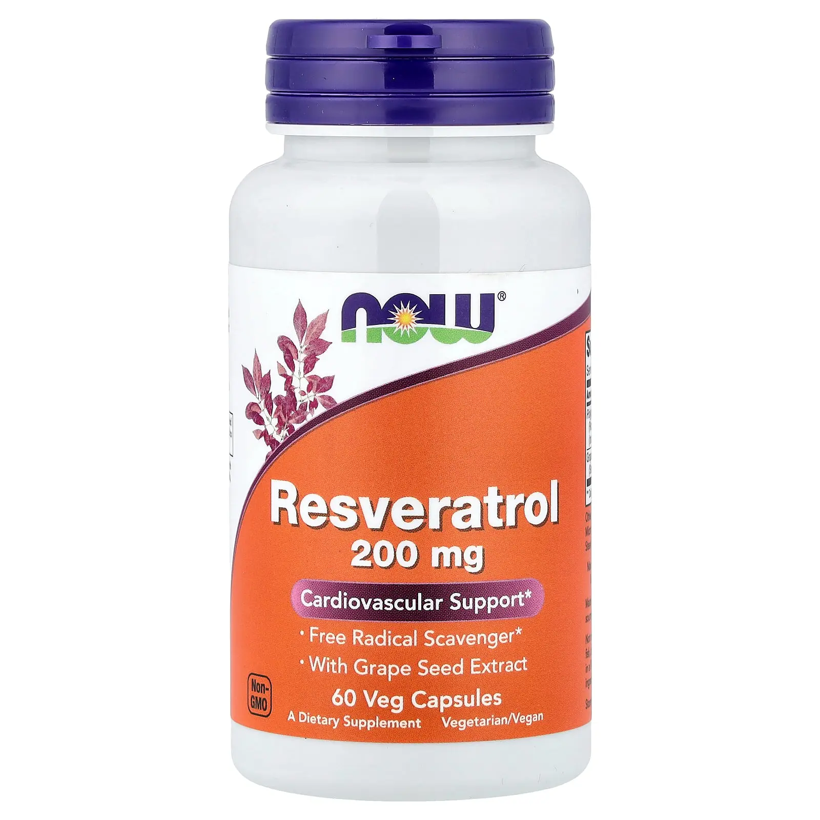 NOW Foods Resveratrol, 200 mg, 60 Veg Capsules