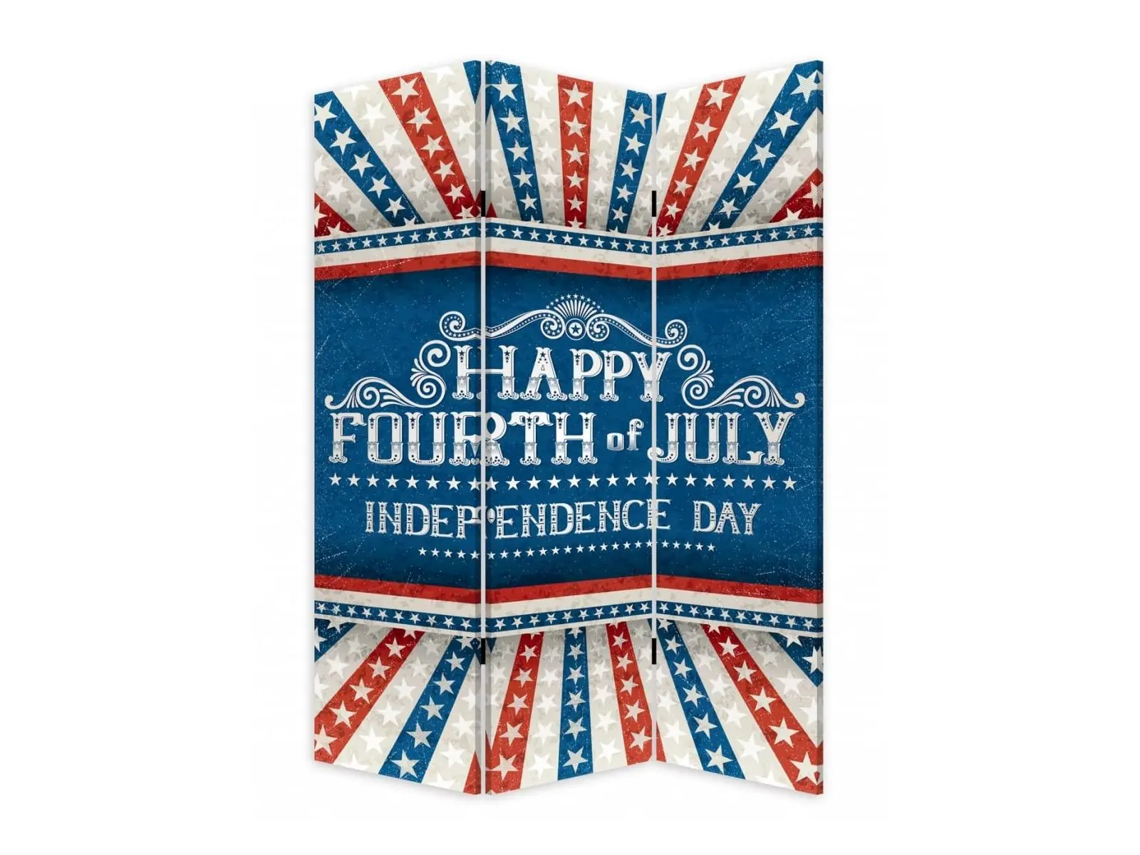 212 MAIN 3-Panel Bold Double-Sided Wooden Room Divider Screen, 4th of July Themed Multi-Color American Flag Indoor Furniture, Decor Accessories, Room Decorations, Can Be Used as Wall Art
