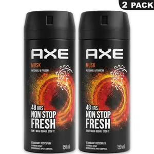 AXE Musk Deodorant Body Spray 2 Pack (5.08oz/150ml) Cinnamon & Amber - 48-Hour Non-Stop Fresh