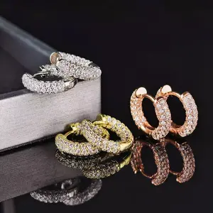 14K Gold-Plated Zircon Hoop Earrings (Chunky Style) — Stylish Small Hoops for Women: Hypoallergenic Stud-Style Design, Lightweight Earring Set—An Ideal Choice for Multiple Piercings and a Perfect Mother's Day Gift.