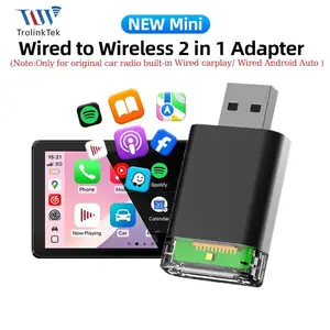 [2026 Upgrade] 2-in-1 Wireless CarPlay & Android Auto Adapter - Mini Plug & Play Dongle, Instant Auto-Connect, Stable Bluetooth for Factory Wired Cars
