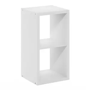 2-Cube Modern Open Back Bookcase - Extra Thick Frame, Reversible Cubicle Shelf, 14.6x16x30 in, for Living Room, Home Office