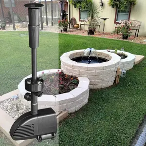 Pond with Pump Fountain Kits, Submersible Pump Pond Fountain Koi Pond Filters for Pond,3 Water Patterns Decoration Garden Pond Landscape With Color Light,660GPH 110V Corded