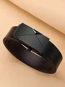 Men's Fashion Automatic Buckle Business Leather Jeans, High-Quality Smooth Belt, Casual Style, All Seasons, No Ca Prop 65 Warning