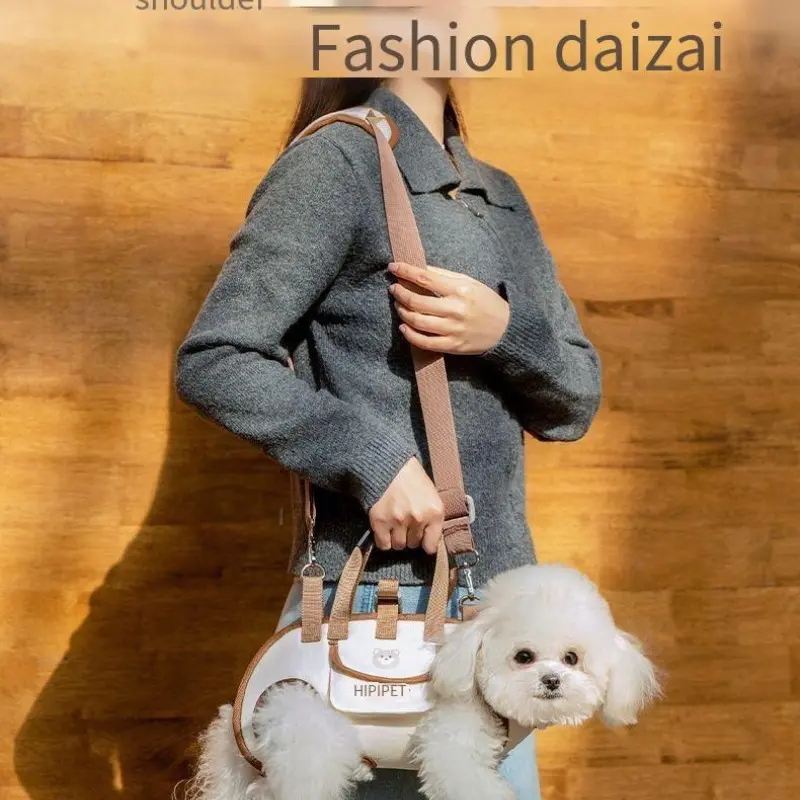 Hippie Dog Backpack, Dual Shoulder Dog Travel Bag, Portable Multi-Function Dog Leash Crossbody, Outdoor Dog Backpack