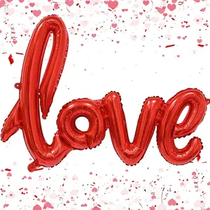 Large Red LOVE Foil Balloons Banner,42 Inch Mylar Foil Letters Balloons  for Wedding Valentines Bridal Shower Anniversary Engagement Mothers' Day Party Decorations Supplies