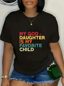 100% Cotton Unisex My Goddaughter Is My Favorite Child Fathers Day Godfather T-Shirt Graphic Printed Vintage Tshirt