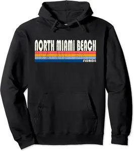 Vintage 70s 80s Style North Miami Beach, Florida Pullover Hoodie - Arelyalfar Shop 58B0812LBMMV