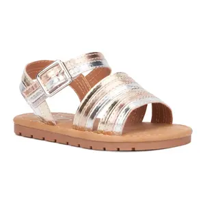 Olivia Miller Girl's Rainbow Daze Toddler Slide Sandals - 6, METALLIC