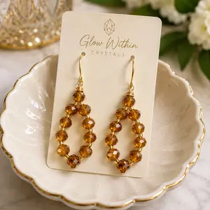 Golden Amber Swarovski Crystal Teardrop Earrings