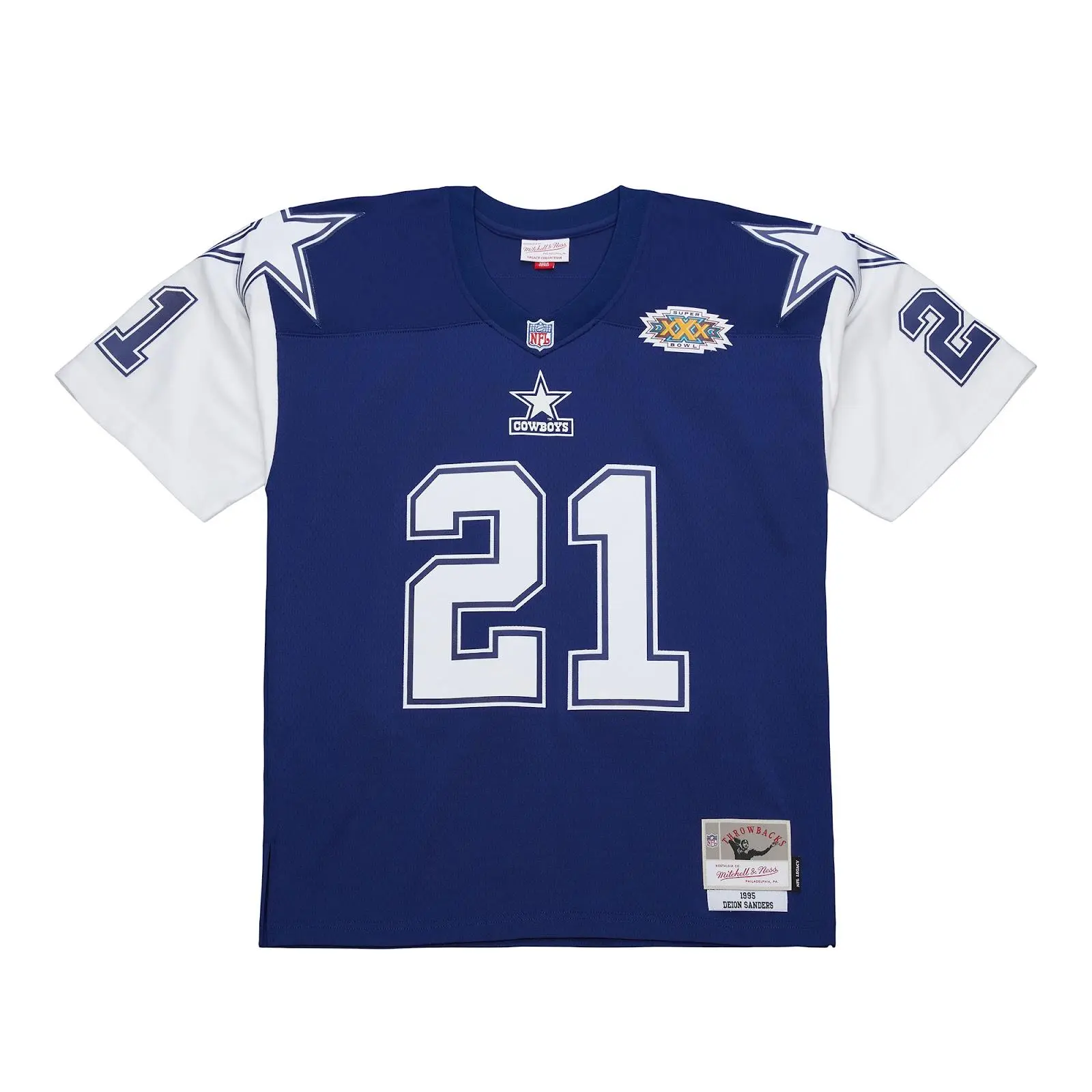 Deion Sanders Dallas Cowboys 1995 Navy Legacy Jersey NFL Throwback Mitchell & Ness