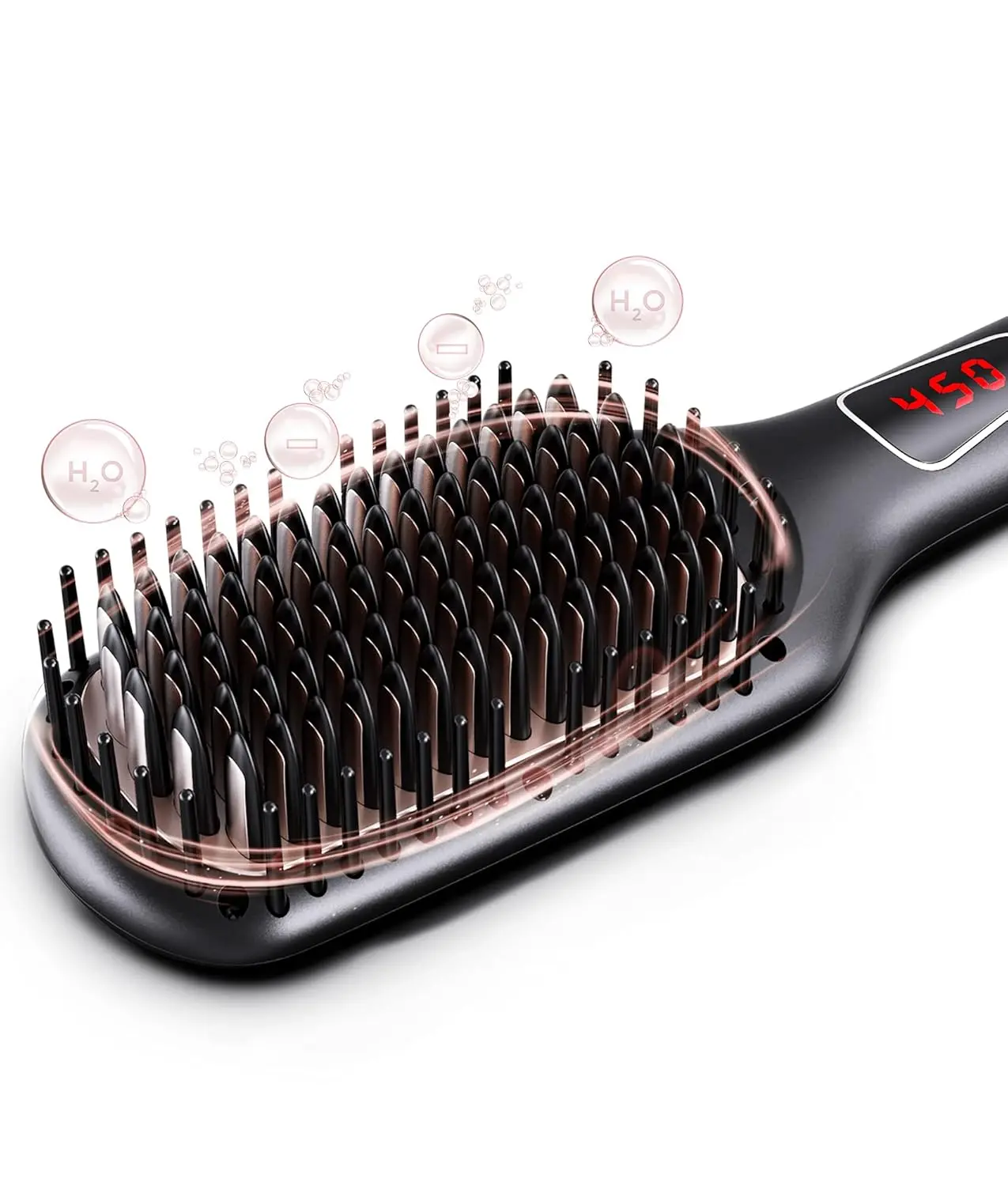 MEGAWISE Pro Ceramic Ionic Hair Straightener Brush for Home Salon | MCH Fast 20s Heating Tech w/ Auto-Off Safety | Anti-Scald with Universal Dual Voltage | Rotatable Power Cord | Straightening Comb Styling Shaper Hairbrush Lightweight Hairstyle Handy Girl