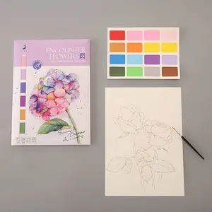 Complete Watercolor Floral Set Art Supplies: 50+ Cartoon Illustrations on Premium Paper with Built In Paints & Brush | Fun Relaxation for Adults, Travel, Family Bonding & Creative Expression