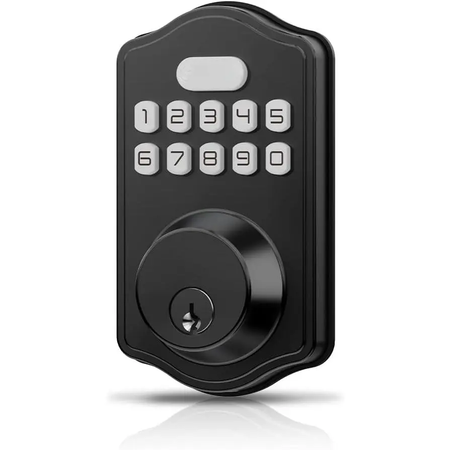 Smart Digital Electronic Deadbolt Door Lock, Keyless Entry, Auto Lock, 100 Custom Codes, Easy Installation, Keypad  Front & Back Door, Residential & Commercial, AT1, Matte Black