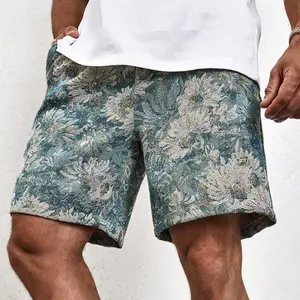 Vintage Floral Tapestry Shorts | Blue Aesthetic Woven Bottoms