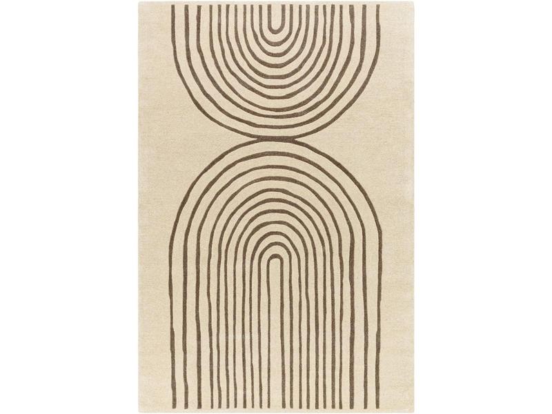 Livabliss IBL2307-23 2' x 3' Hand-Tufted Solid Wool Isabel Rectangle Rug - Medium Pile, Pearl/Natural/Eggplant, Durable Modern Indoor Home Decor Rugs, Contemporary