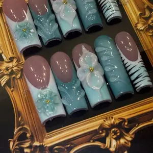 Sugar Nail Tips 3D Summer Acrylic Press On Nails - High-Quality Salon-Quality Nails at Home with Customizable Options & Complete Application Kit