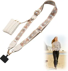 Cell Phone Lanyard Crossbody,Adjustable Cell Phone Strap with Wristlet,Clip and Go Strap for Phone with Wallet