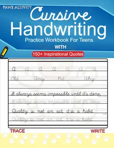 Cursive Handwriting Practice Workbook for Teens:: Cursive Writing Practice book with Inspirational Quotes for Young Adults and Teenagers