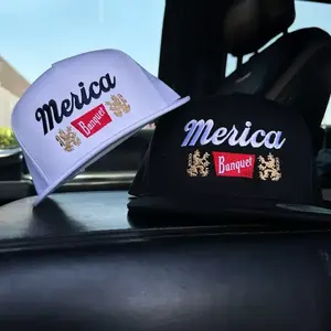 Retro Merica Banquet Trucker Hat - Flatbill Trucker Hat - Western Snapback - High-quality Work Hat