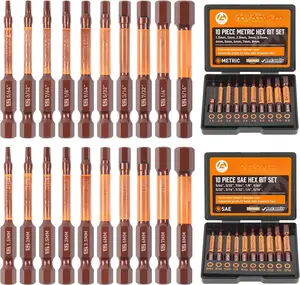 20- Hex  Allen Wrench Drill Bit Set, Metric and SAE S2 Steel Hex Bits Set,  Tips, 2.3" Long With Storage box.