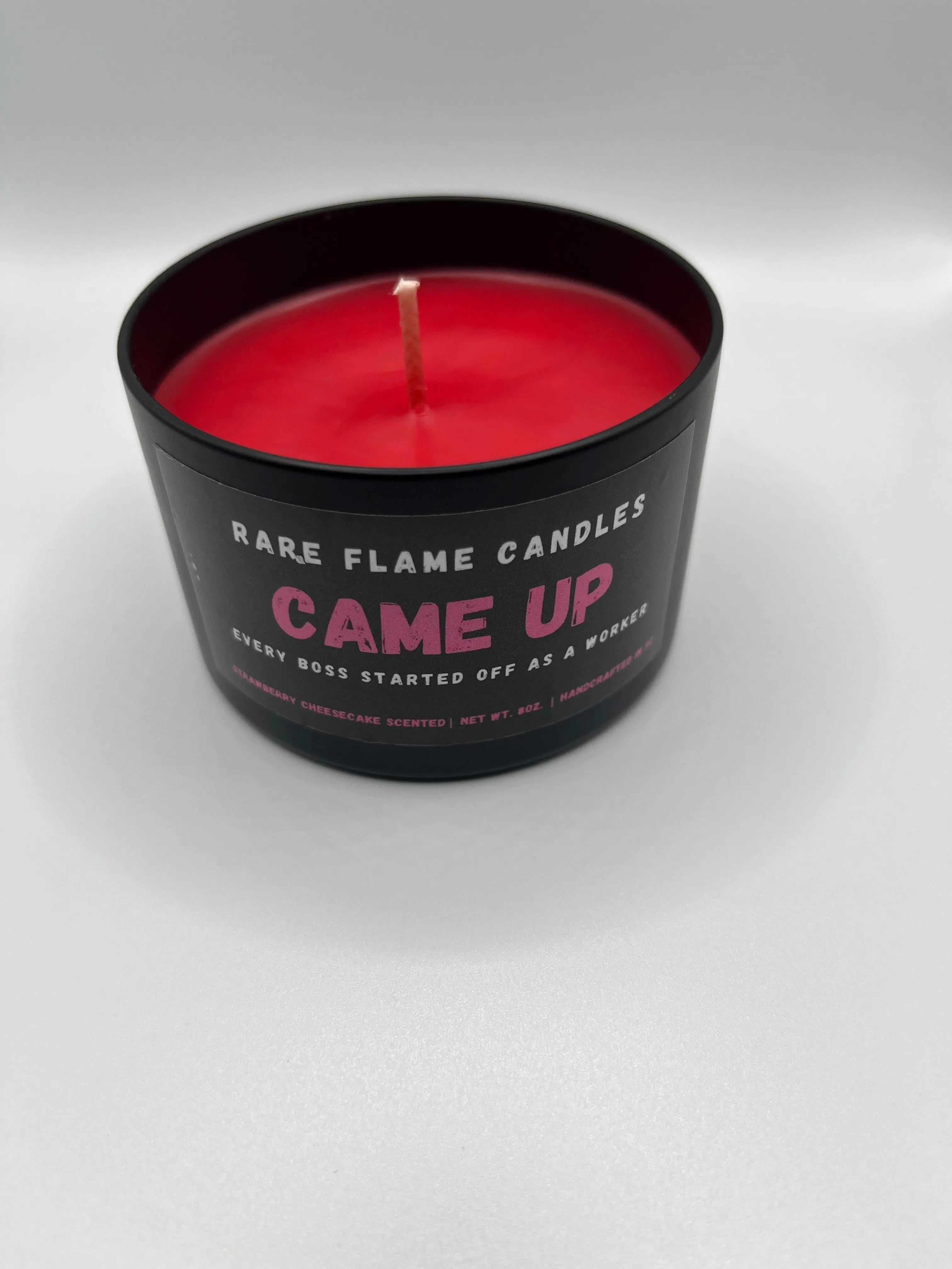 Rare Flame Candles Came Up Scented Candle 8oz Strawberry Cheesecake Aroma with Jasmine Lilac Rose Musk & Sandalwood Notes Perfect for Any Occasion