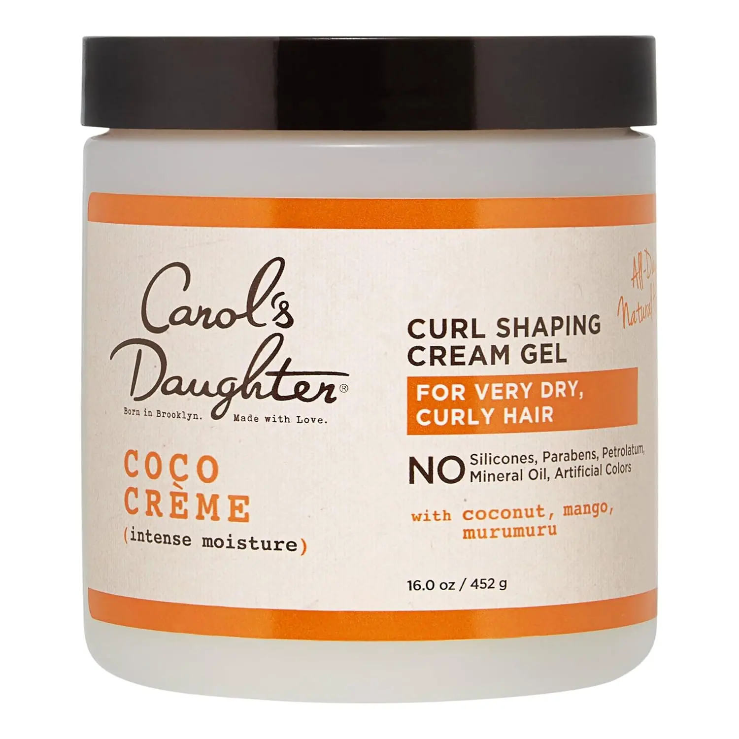Carol's Daughter Coco Creme Curl Shaping Cream Gel - Coconut Oil & Shea Butter Haircare, Natural Hold, Paraben & Silicone-Free, 16 oz for Very Dry Curly Hair, Hydrating, Detangle, Lightweight, Cruelty Free, Intense Hydration