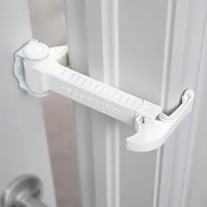 Portable Adjustable Door Lock for Pets & Baby Childproofing, No Adhesives, No Door Damage, Lets Cats In, Keeps Kids & Dogs Out, Baby Door Lock & Cat Door Holder