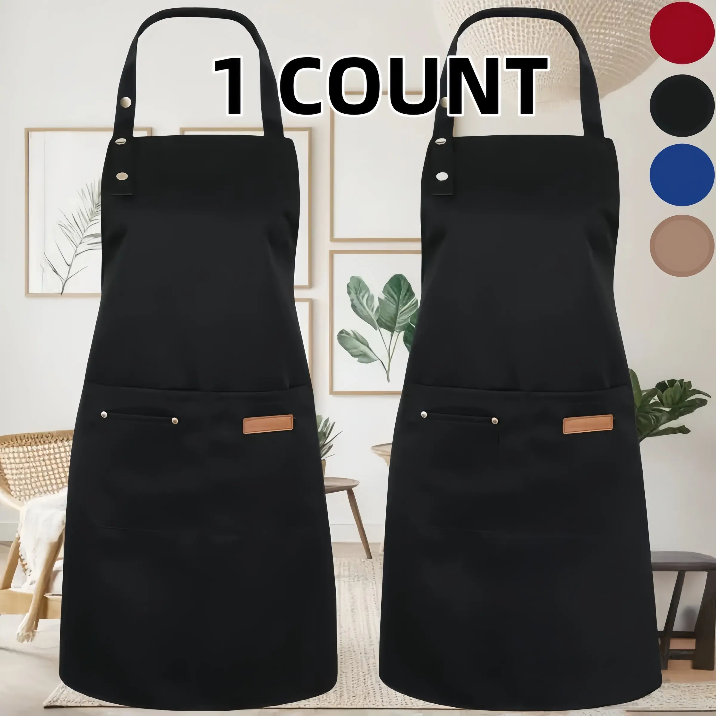 Adjustable BBQ Grill Apron with 3 Pockets–1 Count Unisex Polyester Apron, Pocketed Aprons , Apron for Baking, BBQ & Crafts,Valentine's Day Gift,Breathable Home Kitchen Aprons,Apron for Women,Apron for Cooking