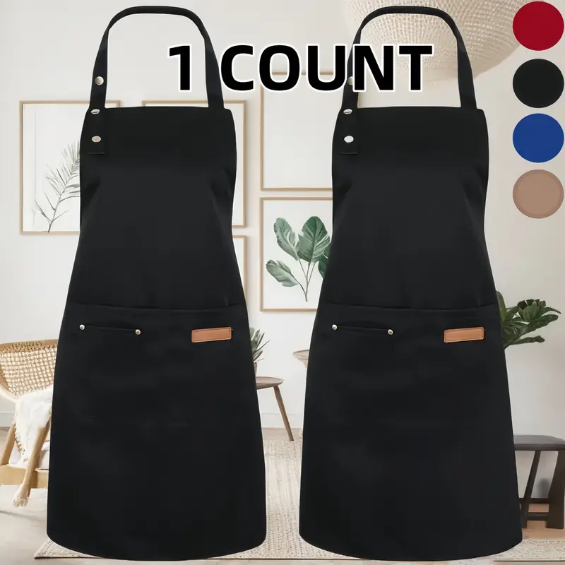 Adjustable BBQ Grill Apron with 3 Pockets–1 Count Unisex Polyester Apron , Apron for Baking, BBQ & Crafts,Christmas Gift,Breathable Kitchen Aprons,Apron for Women,Apron for Cooking,Cleaning Tool