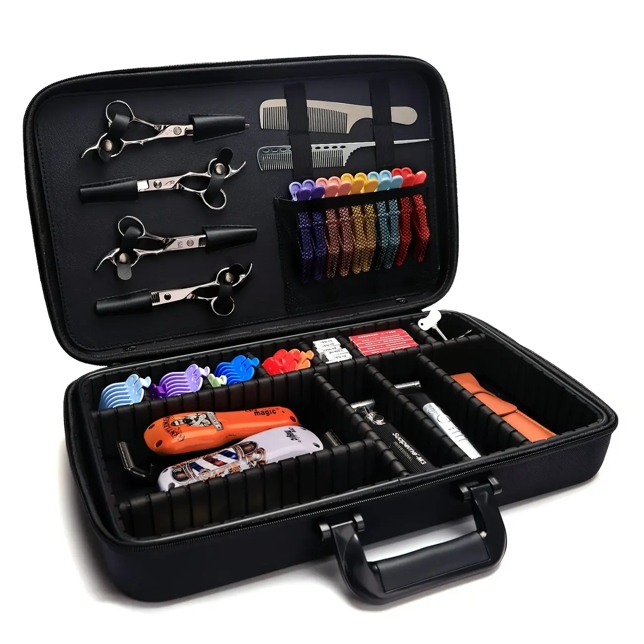 Barber Carrying Bag for Clippers and Supplies, Large Size Travel Case for Barber, Hair Clips Scissors Cutting Tools Organizer, Professional Salon Supplies DIY Storage Kit for Stylist