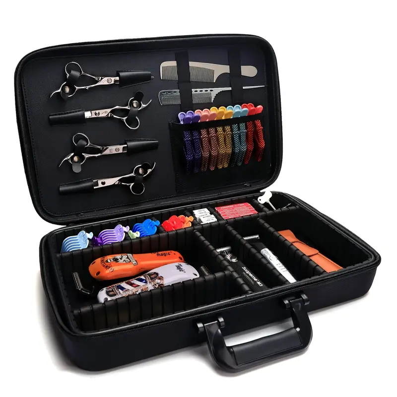 Barber Carrying Bag for Clippers and Supplies, Large Size Travel Case for Barber, Hair Clips Scissors Cutting Tools Organizer, Professional Salon Supplies DIY Storage Kit for Stylist