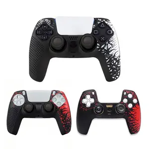 PS5 Controller Non-Slip Silicone Protective Cover - Soft Shockproof Shell with Ergonomic Grip, Includes Touchpad Spider Sticker & 2 Spider-Style Joystick Caps