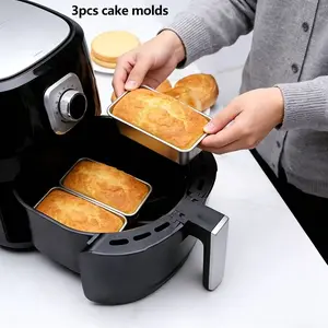 3-Piece Air Fryer Cake Mold Set, Non-Stick Rectangular Toast Box, Easy Release and Clean, Home Baking Tools, Perfect for Beginners, Baked
