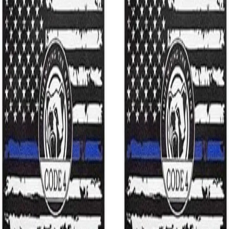 2PCS Thin Blue Line Code 4 American Flag Law Enforcement Support Stickers - Strong Self-Adhesive Water Resistant Vinyl, Easy-Apply American-Themed Graphics Lettering Decals for Truck Window Bumper (2 Sizes, Small Option), American-Themed Car Stickers, Gra