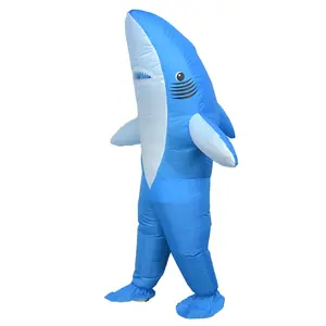 Trendy Shark Inflatable Costume for Adults, without Battery, Perfect for Halloween and Carnival Events, Fits 155-190cm with Fan