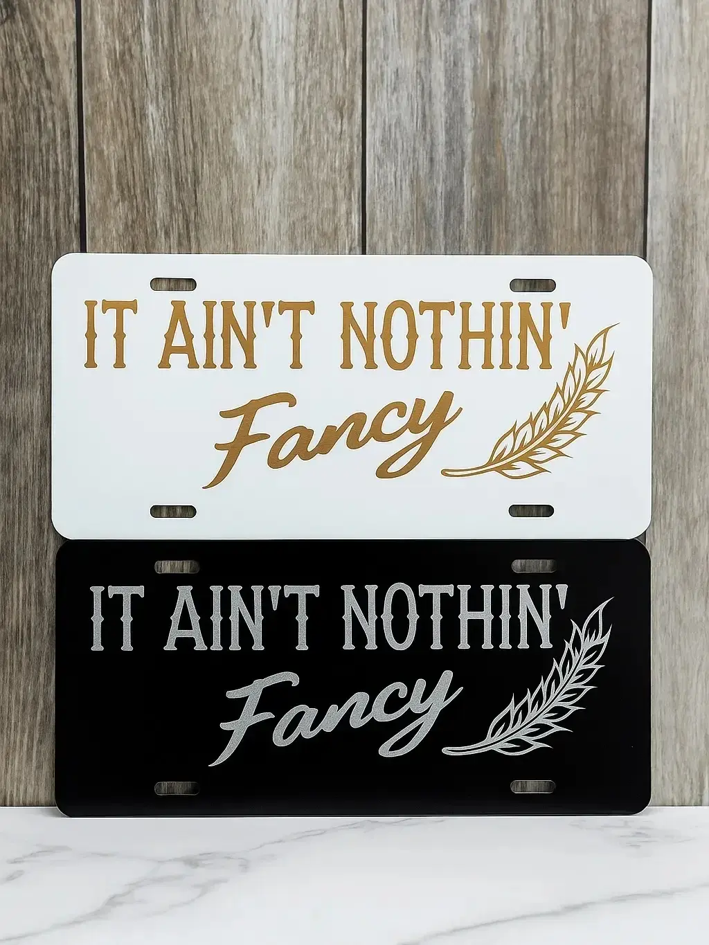"It Aint Nothin Fancy" Blue Collar Custom License Plate Frame for Truck & Car
