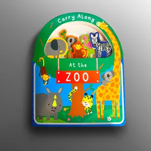 Compact Board Book for Early Learning - Carry Along At the Zoo, Art-Infused Children's Picture Book