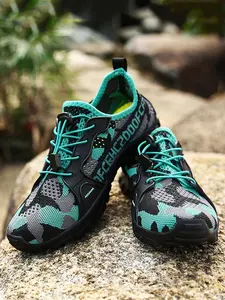 Unisex Letter Print Colorblock Quick Drying Beach Aqua Shoes, Casual Sporty Outdoor Hiking Shoes, Travel Trekking Walking Climbing Sneakers