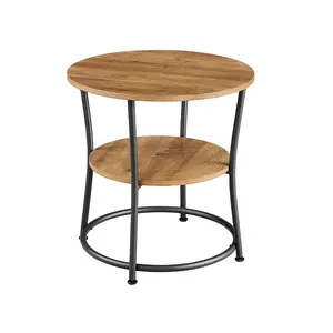 Round Side Table with 2 Shelves