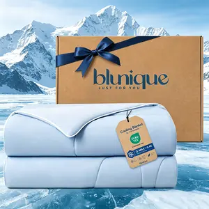 【Memorial Day Deals】Blunique Double Sided Cooling Blanket, Summer Bedding Cold Air Conditioning Blanket, Lightweight Breathable Soft Reversible Cooling Blanket for Sleeping, Cozy Room Accessories,Gift for Supesided Cooling Blanket fathersdaygiftideas