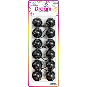 DREAM WOLRD - Hair Knocker Large Black 6PCs (BR2630B)