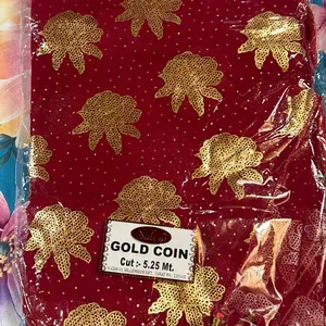 Indian and Nepali traditional red printed saree Outfit Lightweight Womenswear Clothes Shiny