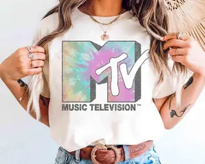 MTV Music Television Faded Tie Dye Logo T-Shirt, Retro 80s & 90s MTV Wash Family Matching Tee, Vintage MTV Birthday Girl, Girl Trip Outfit