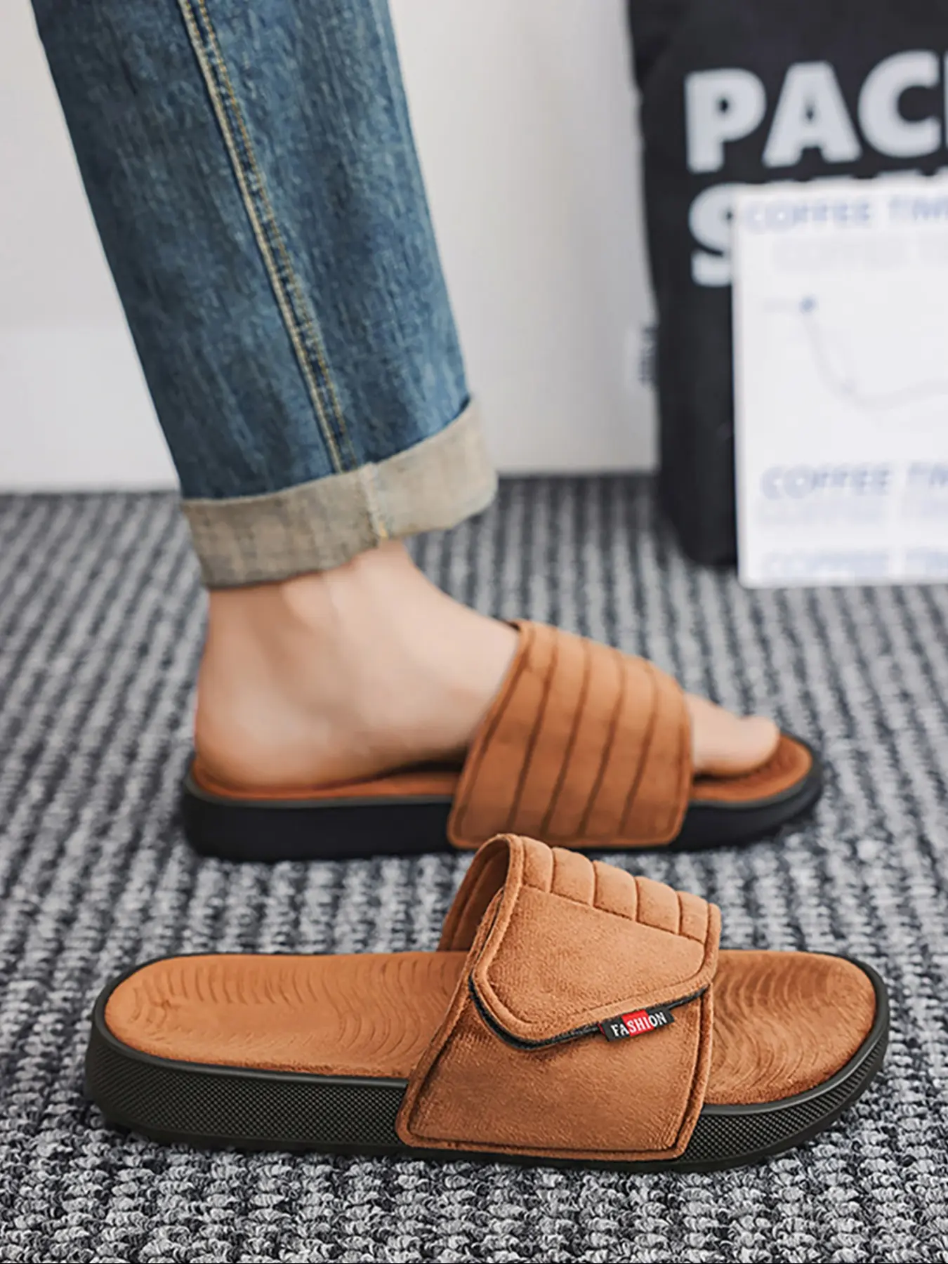 Men's Fleece Lined Slippers, Winter Casual Warm Indoor Shoes, Large Sizes 46-47, Comfortable Home Footwear, Casual Soft Slippers, Snug Fit Slipper